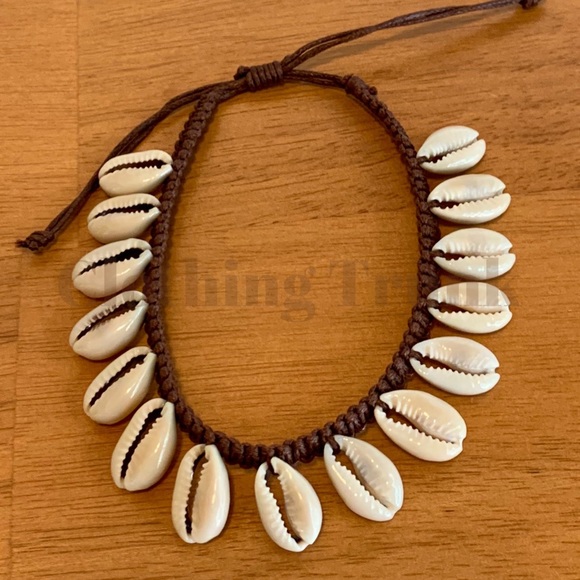 Handmade Cowrie Shell Macrame Anklet – Dark Brown Cord Adjustable Beach Jewelry - Picture 5 of 6